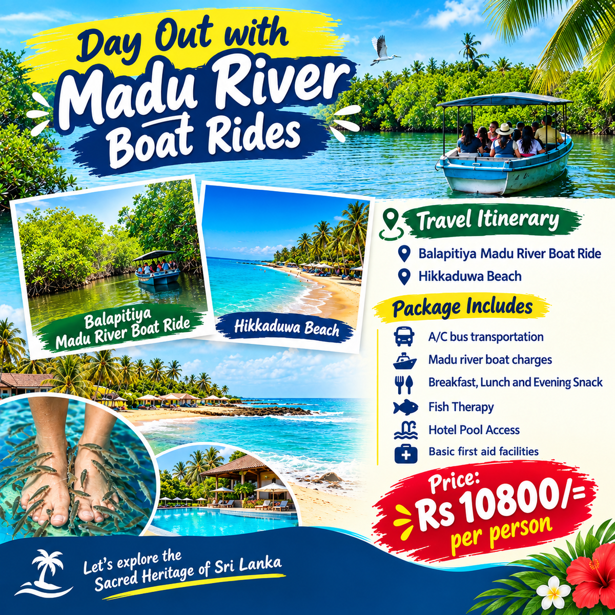 Madu Ganga Day Out – Boat Safari, Beach Relaxing & Fish Therapy Tour