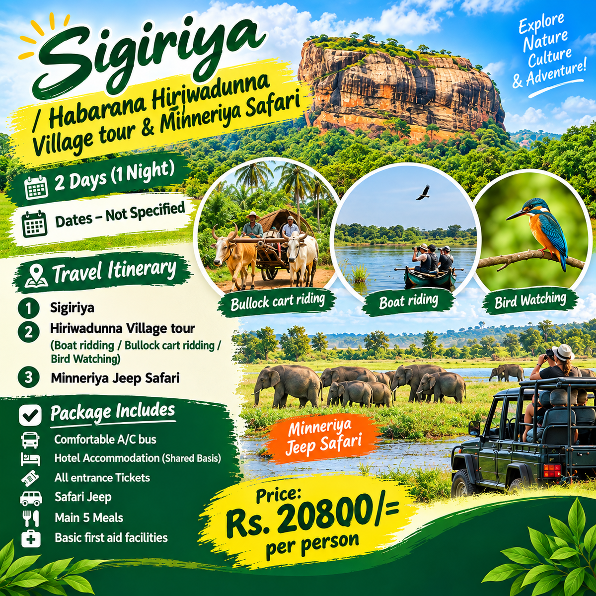 Sigiriya, Village Tour & Safari – 2 Day Adventure