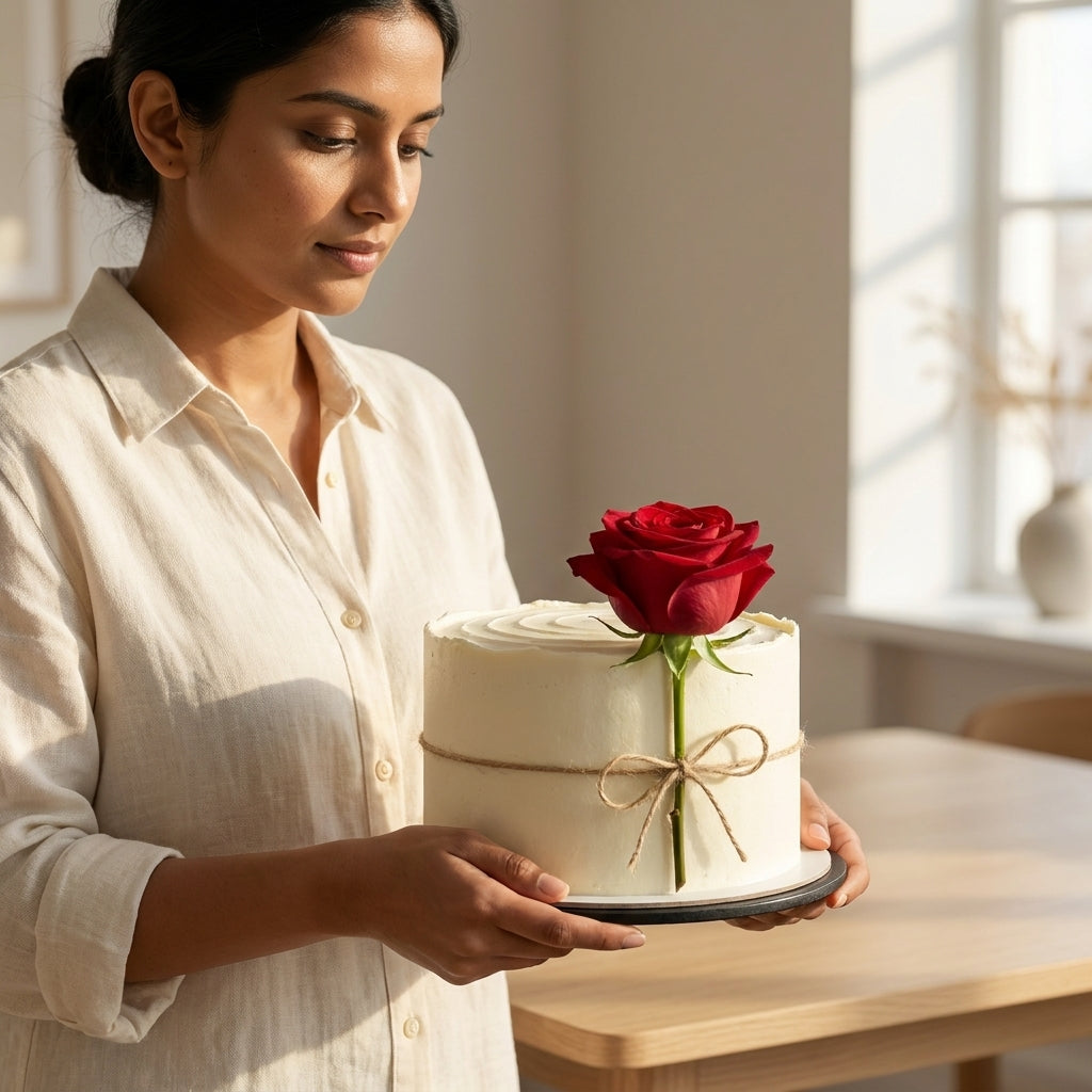 Cake with a Fresh Flower