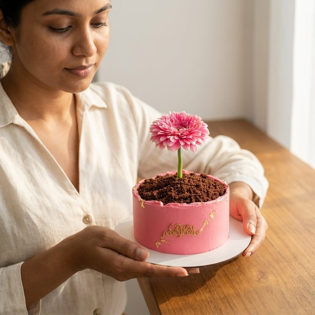 Pink Flower Pot Cake 1kg