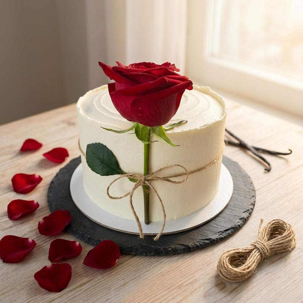 Cake with a Fresh Flower