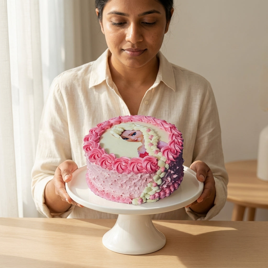 Pink Frozen Round Cake-1kg
