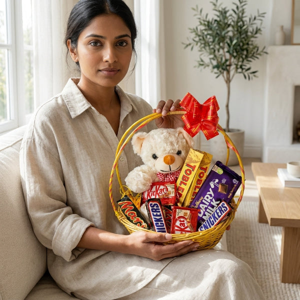 Happy Teddy Basket
