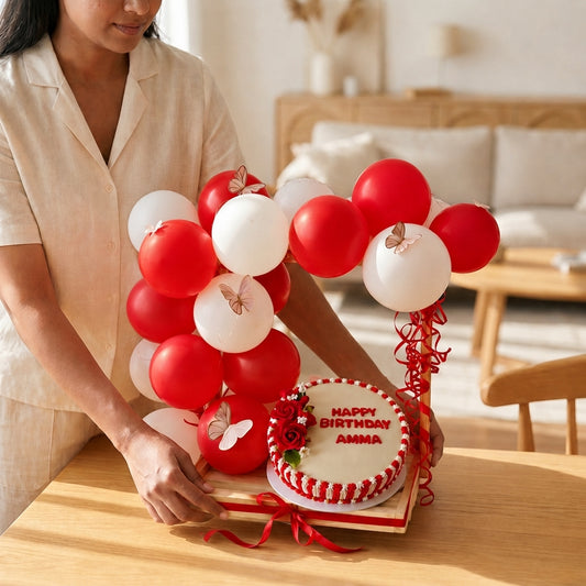 Red & White Balloon Hamper