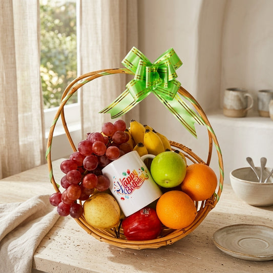 Lovely Fruits Basket with birthday Mug