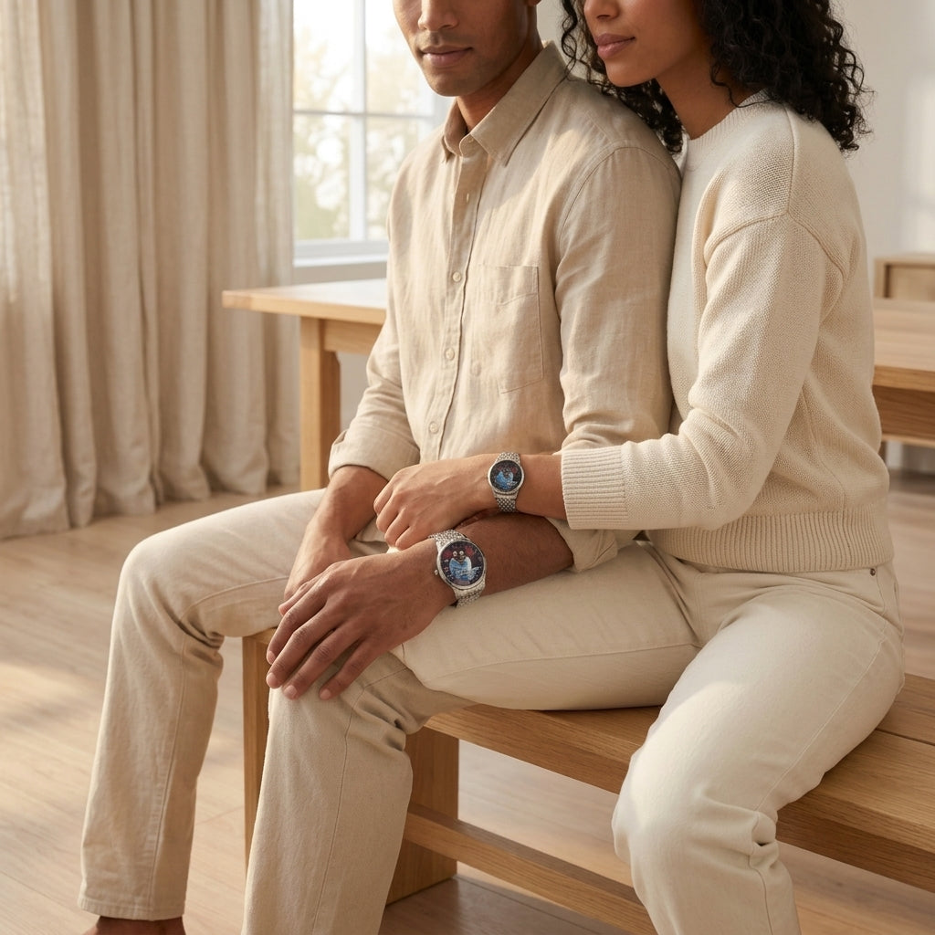 Customized Couple Watches - Silver Color