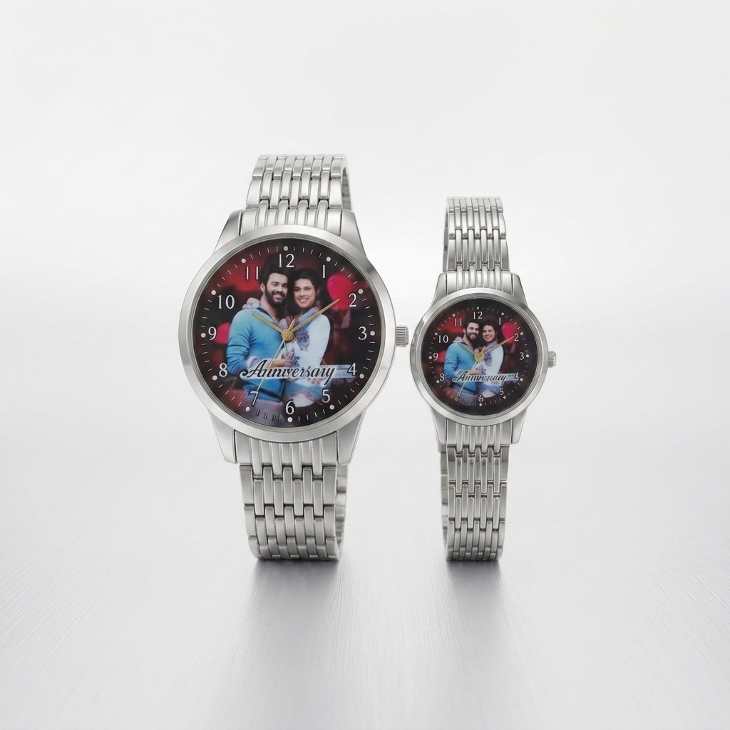 Customized Couple Watches - Silver Color