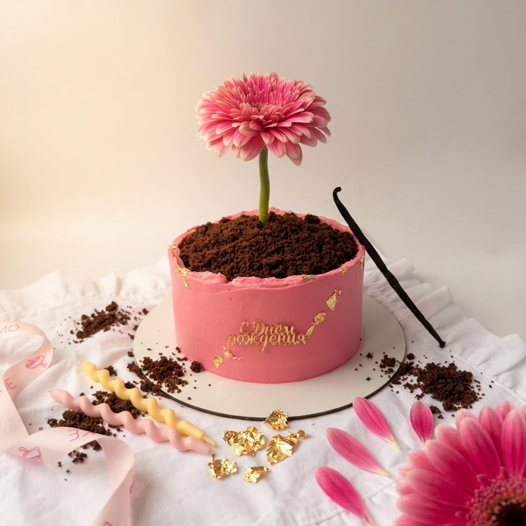 Pink Flower Pot Cake 1kg