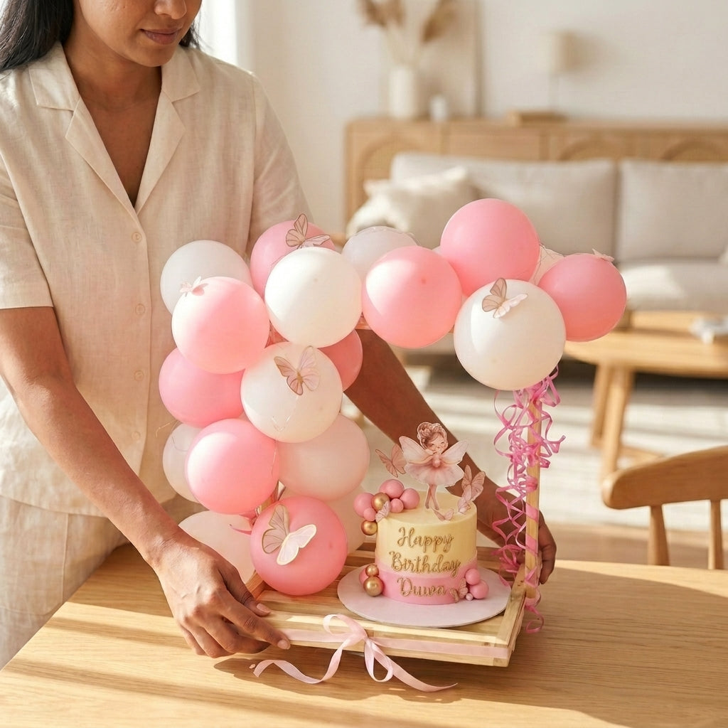 Pink & White Balloon Hamper