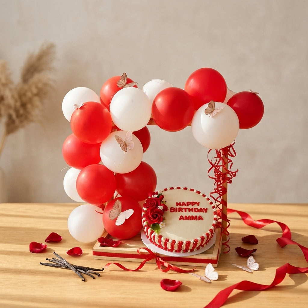 Red & White Balloon Hamper