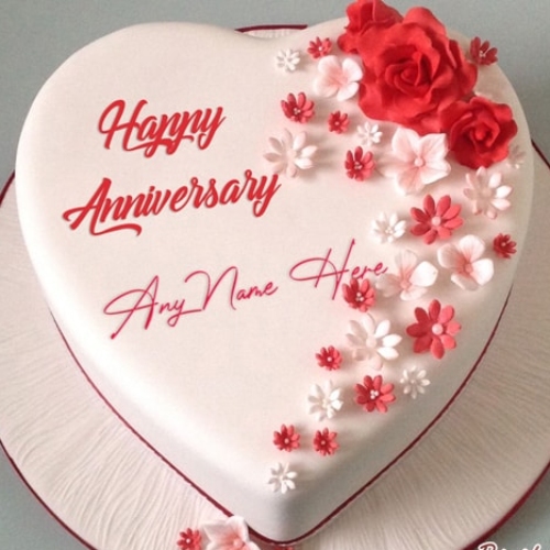 Red Rose and Heart Birthday Cake - Lahore Custom Cakes